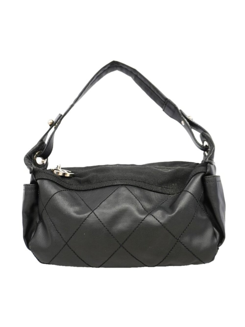 Chanel Shoulder Bag Paris Biarritz Leather Black Silver